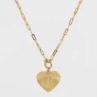 14k Gold Dipped 'u' Initial Diamond Cut Heart Pendant Necklace - A New Day Gold