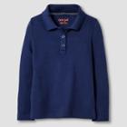 Toddler Girls' Long Sleeve Interlock Uniform Polo Shirt - Cat & Jack Blue 4t, Nightfall Blue