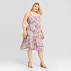 Women's Plus Size Floral Print Sleeveless Scoop Neck Pleated Dress - A New Day Purple 1x, Women's,