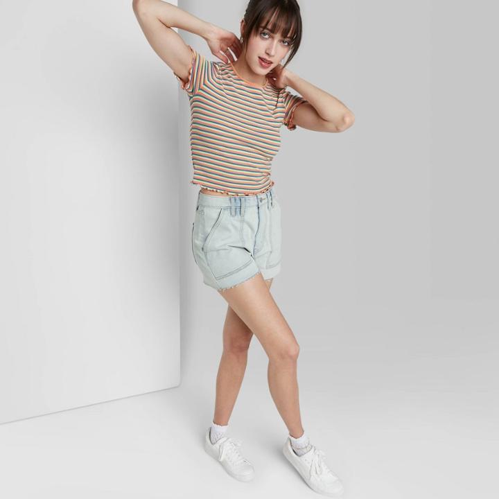 Women's High-rise Utility Jean Shorts - Wild Fable Light Wash