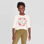 Girls' Long Sleeve I Love My Family Graphic T-shirt - Cat & Jack Cream L, Girl's, Size: