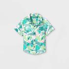 Toddler Boys' Floral Print Challis Woven Short Sleeve Button-down Shirt - Cat & Jack Green