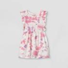 Toddler Girls' Tie-dye Ruffle Short Sleeve Dress - Cat & Jack Pink/purple