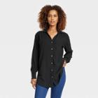 Women's Long Sleeve Button-down Shirt - Knox Rose Black