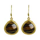 Zirconmania Zirconite Pear Shape Drop Earrings - Tiger Eye