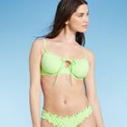 Women's Shirred Bralette Bikini Top - Shade & Shore Pistachio Green
