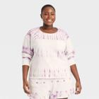 Women's Plus Size Tie-dye French Terry Sweatshirt - Universal Thread Purple/white