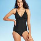 Women's Ribbed Tankini Top - Kona Sol Black