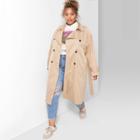 Women's Plus Size Long Sleeve Trench Coat - Wild Fable Tan 2x, Size: