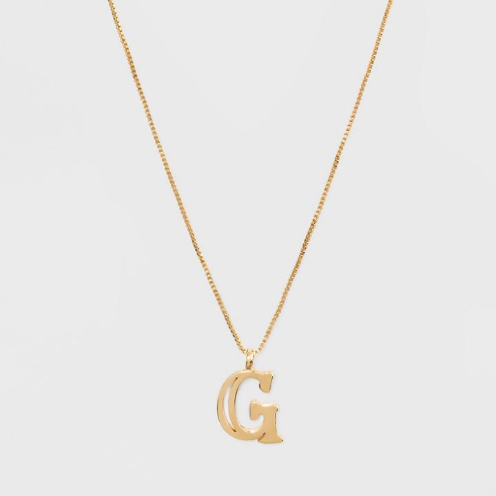 Gold Plated Initial G Pendant Necklace - A New Day Gold, Gold - G