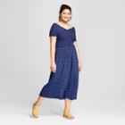 Women's Plus Size Printed Smock Jumpsuit - Xhilaration Blue
