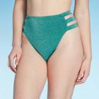 Women's Strappy High Leg High Waist Bikini Bottom - Xhilaration Metallic Turquoise Xs, Women's, Green