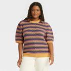 Women's Plus Size Puff Elbow Sleeve Crewneck Pullover Sweater - Universal Thread 1x,