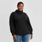 Women's Plus Size Turtleneck Leisure Tunic Sweatshirt - Ava & Viv Black X