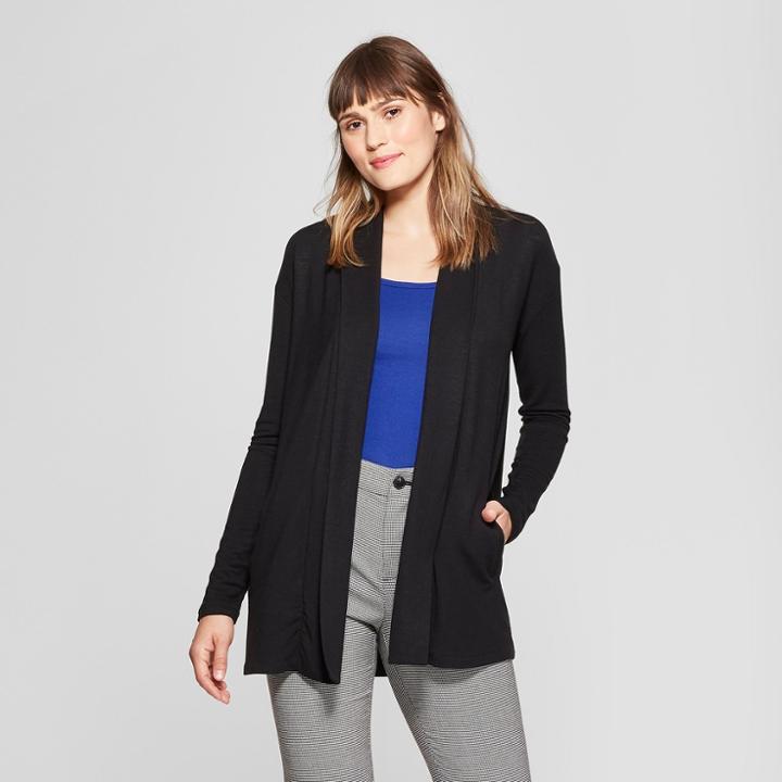 Women's Open Knit Cardigan - A New Day Black