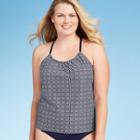 Women's Racerback Tankini Top - Kona Sol Navy/white Tile Print
