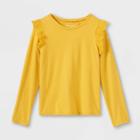Girls' Long Sleeve Eyelet T-shirt - Cat & Jack Medium Mustard Yellow