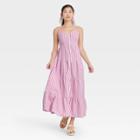 Women's Striped Sleeveless Button-front Tiered Dress - Universal Thread Pink