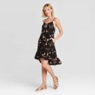 Women's Floral Print Sleeveless Lace-up Back Tiered Dress - Xhilaration Black
