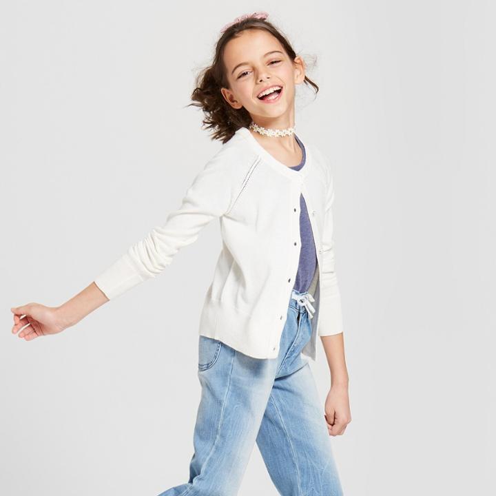 Girls' Cardigan - Cat & Jack Cream (ivory)