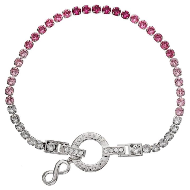 Target Women's Purple And Clear Swarovski Crystal Tennis Bracelet With Infinity Charm In Silver Plate(8), Pink