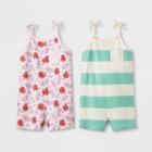 Toddler Girls' 2pk Romper - Cat & Jack Light Pink/mint