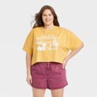 Grayson Threads Women's Plus Size Pacific Northwest Short Sleeve Graphic Cropped T-shirt - Yellow