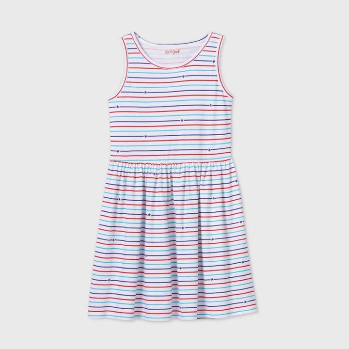 Girls' Americana Stripe Knit Dress - Cat & Jack White