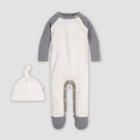 Burt's Bees Baby Organic Cotton Thermal Jumpsuit & Knot Top Hat Set - Off White 6-9m, Kids Unisex, Beige