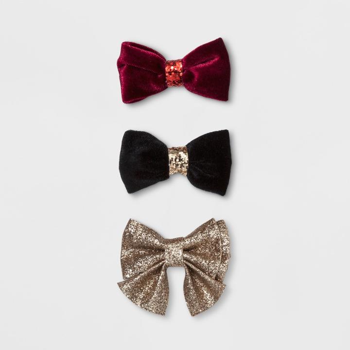 Toddler Girls' 3pc Clips And Barrettes Set - Cat & Jack Black/gold