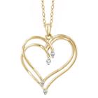 Target Women's Sterling Silver Round-cut White Diamond Prong Set Double Heart Pendant - Yellow