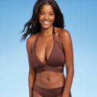 Women's Faux Wrap Bikini Top - Kona Sol Mulberry Brown D/dd Cup