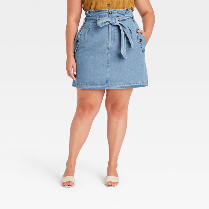 Women's Plus Size Mini Jean Skirt - Who What Wear Blue