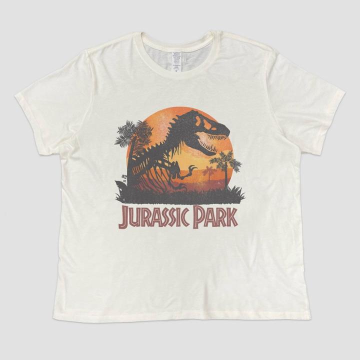 Women's Jurassic Park Plus Size Short Sleeve Graphic T-shirt - Off-white