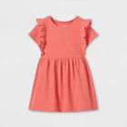 Toddler Girls' Ribbed Ruffle Short Sleeve Dress - Cat & Jack Coral