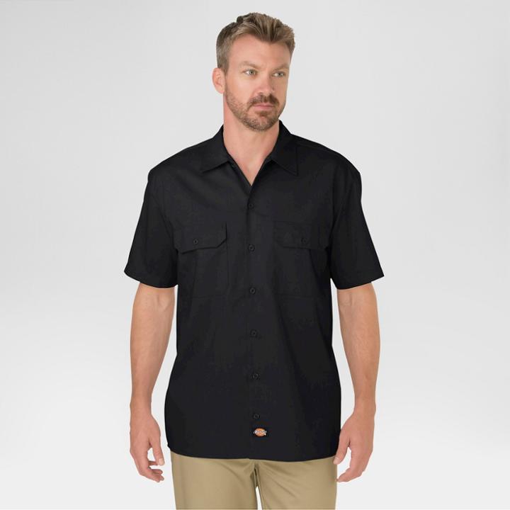 Dickies Men's Big & Tall Original Fit Short Sleeve Twill Work Shirt- Black Xxxl