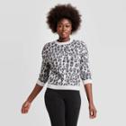 Women's Animal Print Crewneck Pullover Sweater - A New Day Charcoal Gray