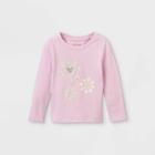 Toddler Girls' Glitter Snowflake Long Sleeve Graphic T-shirt - Cat & Jack Light Purple
