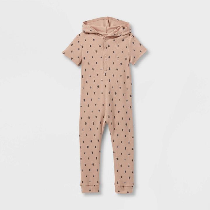 Grayson Collective Toddler Boys' Short Sleeve Ribbed Hooded Jumpsuit -