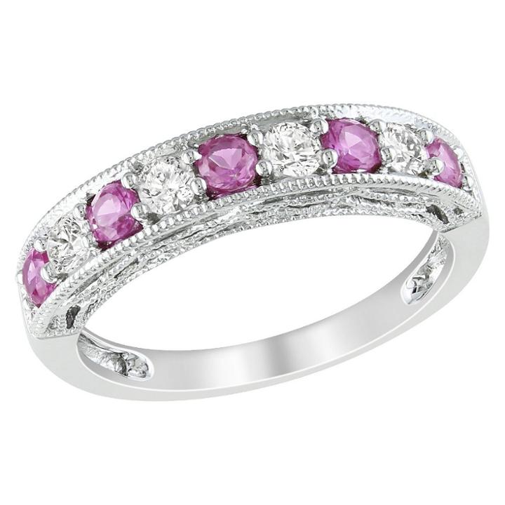 Target 4/5 Ct. T.w. Created Pink Sapphire And Created White Sapphire Ring - Silver,