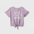 Girls' Tie Front Graphic T-shirt - Art Class Purple
