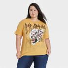 Women's Def Leppard Plus Size Animal Print Short Sleeve Graphic T-shirt - Yellow