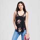 Women's Floral Print Loose Tank - A New Day Black