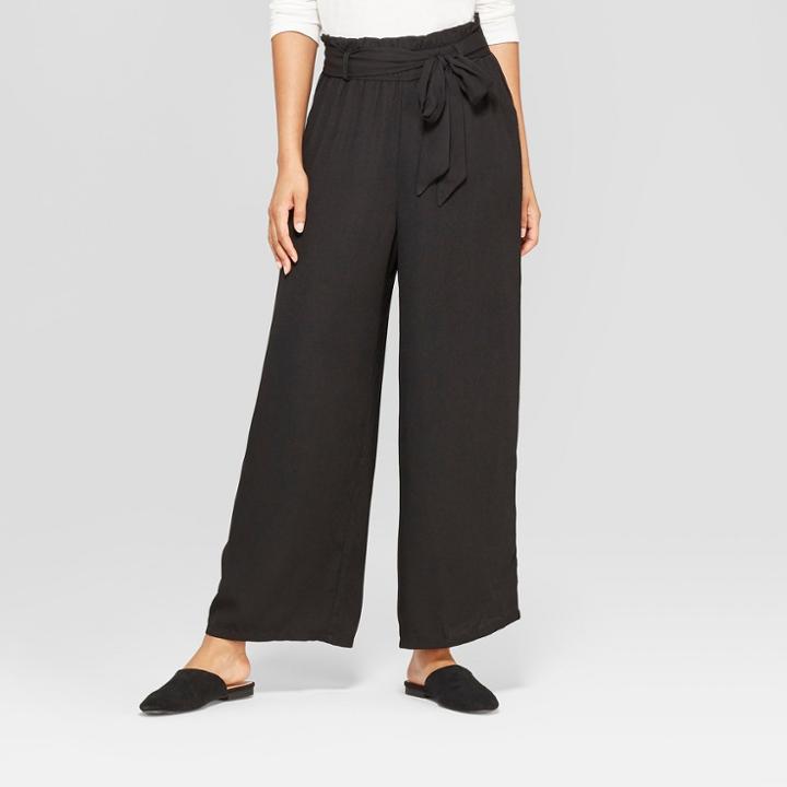 Women's Paperbag Waist Wide Leg Pants - Xhilaration Black