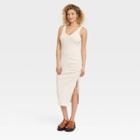 Women's Sleeveless Ruched Knit Dress - A New Day Cream