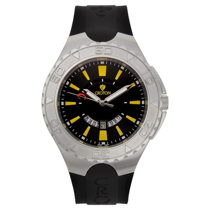 Men's Croton Analog Watch - Black With Yellow