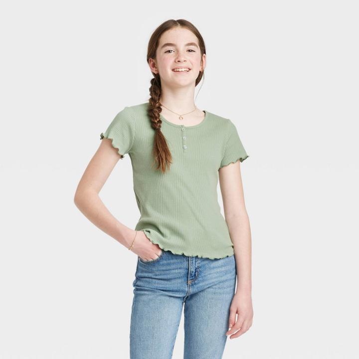 Girls' Henley T-shirt - Art Class Light Green
