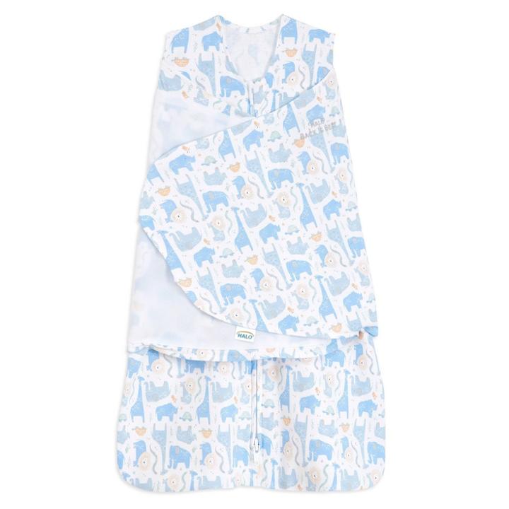 Halo Innovations Sleepsack 100% Cotton Swaddle Wrap - Blue Safari - Newborn