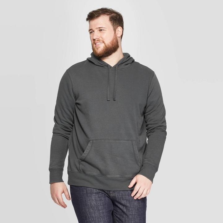 Men's Big & Tall Standard Fit Fleece Pull Over Hoodie - Goodfellow & Co Hematite