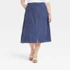 Women's Plus Size Button-front Utility Midi Skirt - Universal Thread Blue